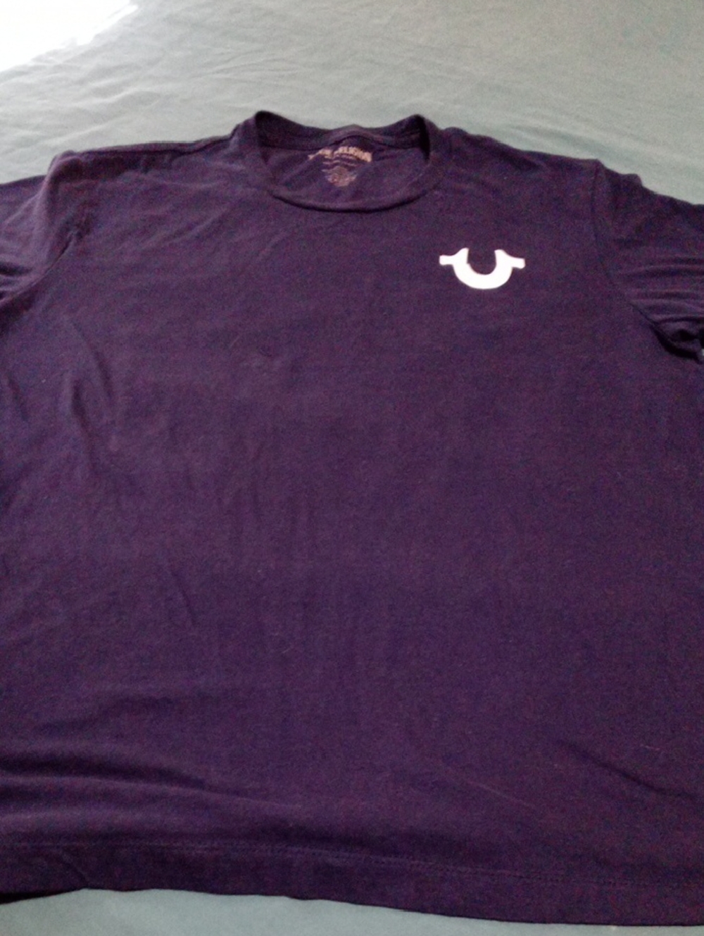 True Religion Men’s Deep Purple Crew Neck T-Shirt with White Horseshoe